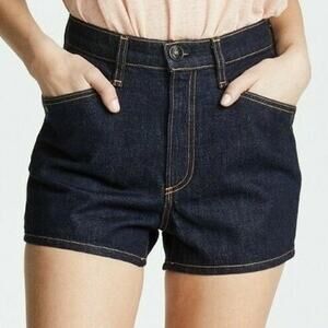 Rag & Bone Women’s 24 Denim Shorts Ellie High Rise Western Yoke Indigo Blue Jean